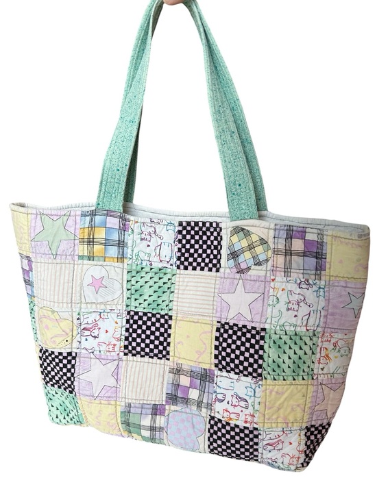 Handbags - Vintage Handmade Quilted Tote Bag